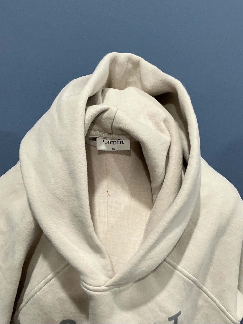 COMFRT Logo Hooded Sweatshirt in Light Cream - Picture 3 of 3